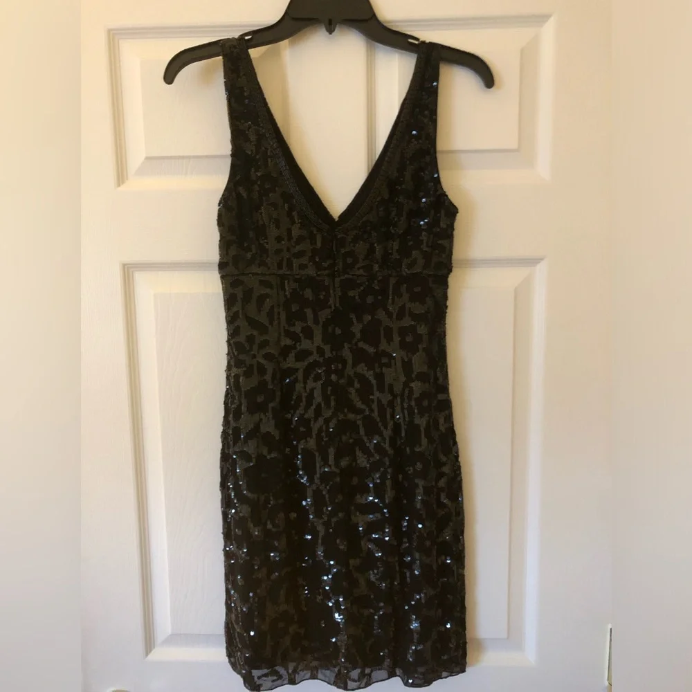 Sequin Mini Dress cocktail beaded v neck sleeveless party sexy prom wedding - Picture 4 of 15